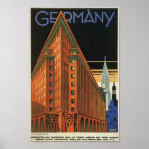 Chilehaus, Hamburg, Tysklanda Vintage resor Poster