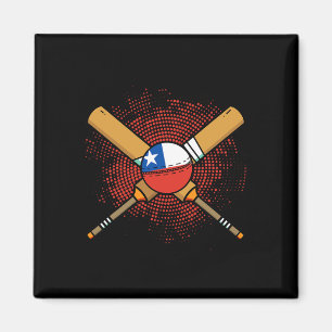 Chilen Cricketracket Och Ll Flagga Av Chile Magnet
