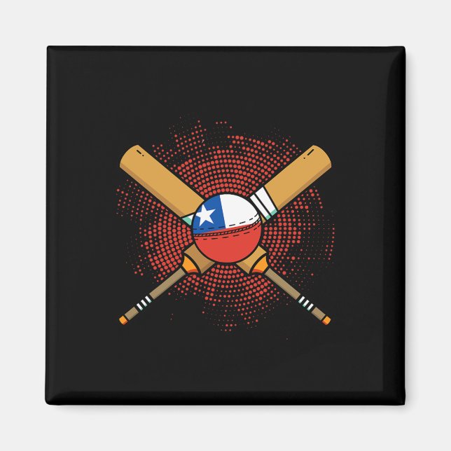 Chilen Cricketracket Och Ll Flagga Av Chile  Magnet (Framsidan)