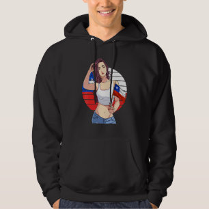 Chilenersk Flicka Latino Stolthet Chile Flagga Sto Hoodie