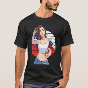 Chilenersk Flicka Latino Stolthet Chile Flagga Sto T Shirt