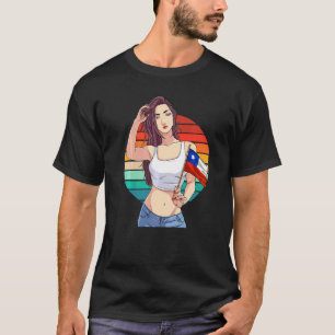 Chilenersk Flicka Latino Stolthet Chile Flagga Sto T Shirt