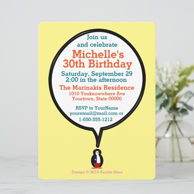 Chilensk talande fru Pingvin Personlig Inbjudningar (Stående Fram)