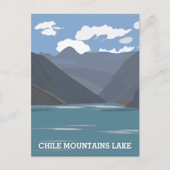 Chiles berg Sjö Landcape Illustration Travel Vykort (Framsida)