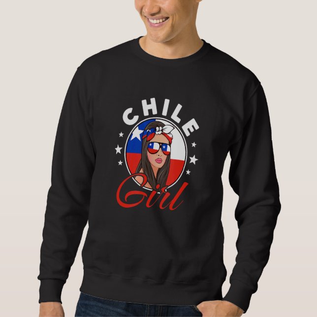 Chiles Flagga av chilenska flickor Lång Ärmad Tröja (Framsida)