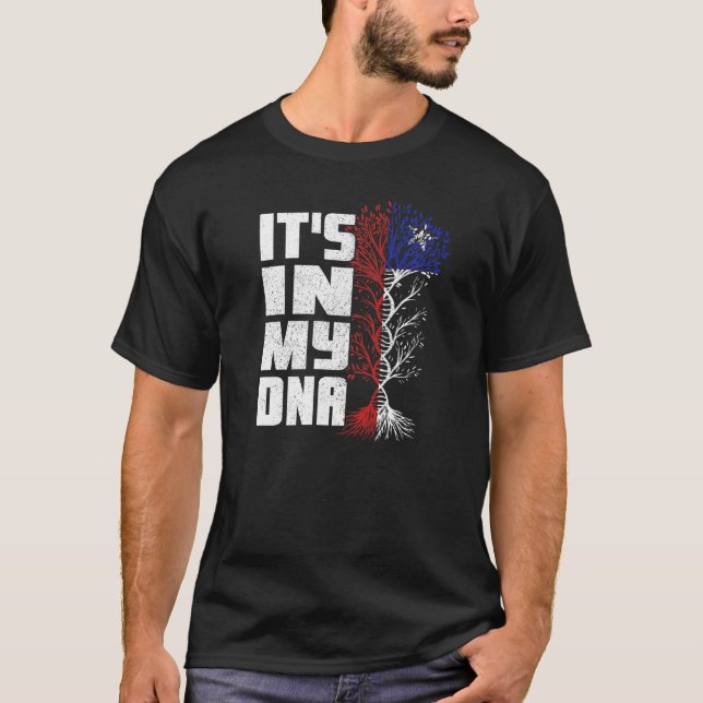 Chiles Flagga Chilean Hispanic Det är i mitt Dna P T Shirt (Framsida)