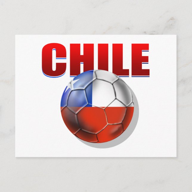 Chiles flagga för fotboll i logotyp vykort (Framsida)