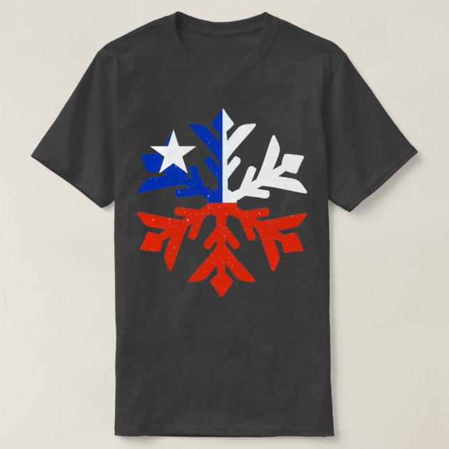 Chiles Flagga Winter Snowflake Design T Shirt (Design framsida)