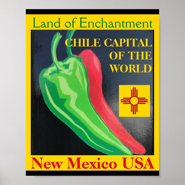 Chiles huvudstad New mexico Red Grönt Poster (Framsidan)