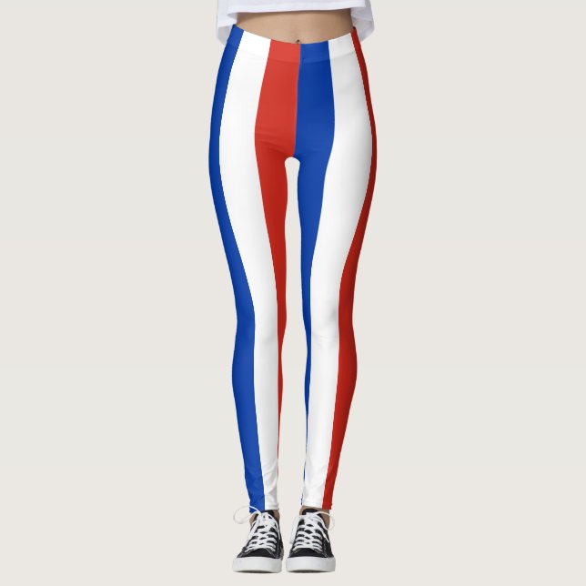 Chiles nationella Flagga Färg-Lodrät strimlat Leggings (Framsida)