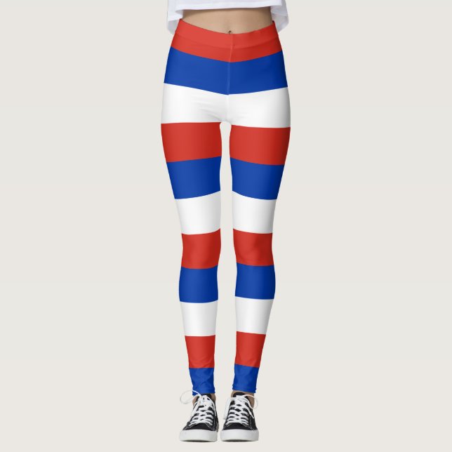 Chiles nationella Flagga Färg-Vågrät strimlat Leggings (Framsida)