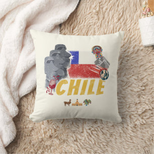 Chiles Vintage Påsk Island Flagga och Alpaca Kudde