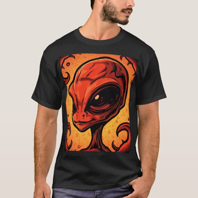 Chili Alien – Rolig Kryddstark Matkonst T Shirt (Framsida)