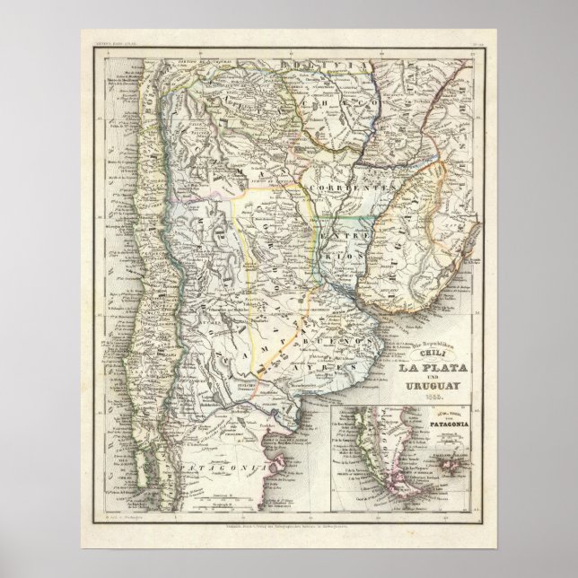 Chili, Argentina, Sydamerika Poster (Framsidan)