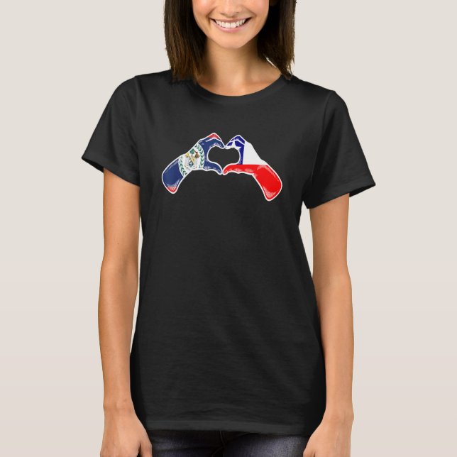 Chili Belize Flagga Chilean Belizean Heart T Shirt (Framsida)