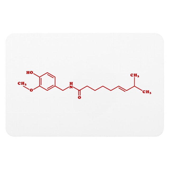Chili Capsaicin Molecular Chemical Formula Magnet (Horisontell)