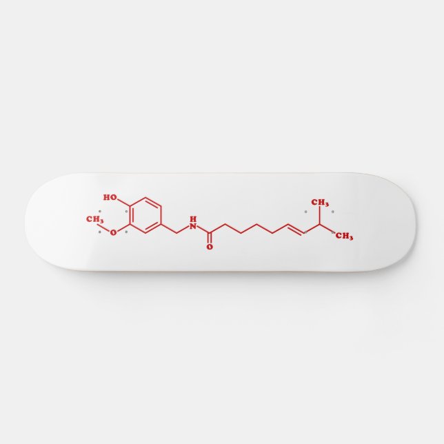 Chili Capsaicin Molecular Chemical Formula Mini Skateboard Bräda 18,5 Cm (Horz)