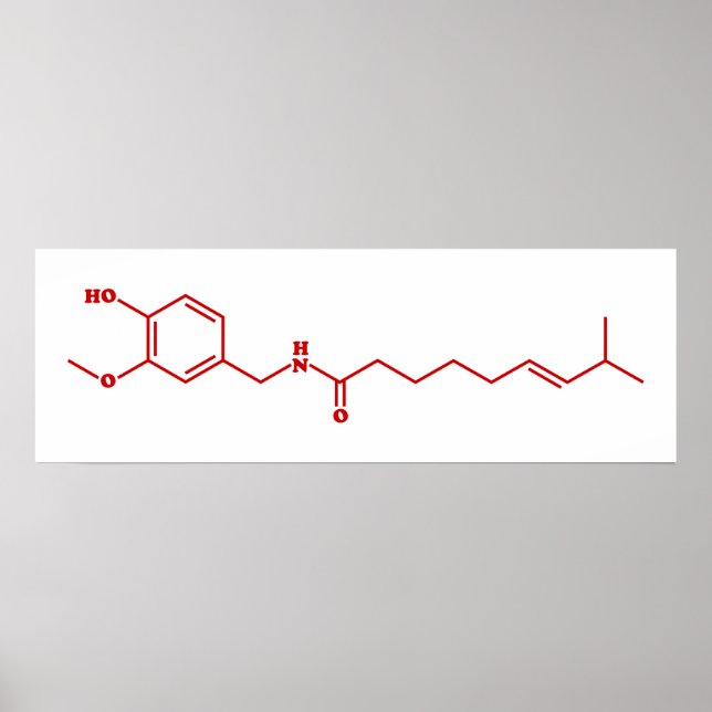 Chili Capsaicin Molecular Chemical Formula Poster (Framsidan)