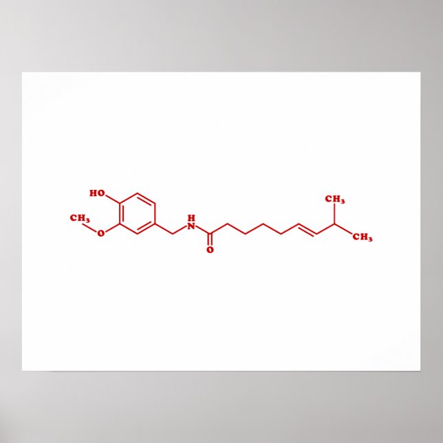 Chili Capsaicin Molecular Chemical Formula Poster (Framsidan)
