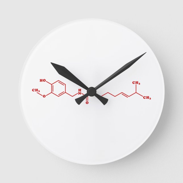 Chili Capsaicin Molecular Chemical Formula Rund Klocka (Framsida)