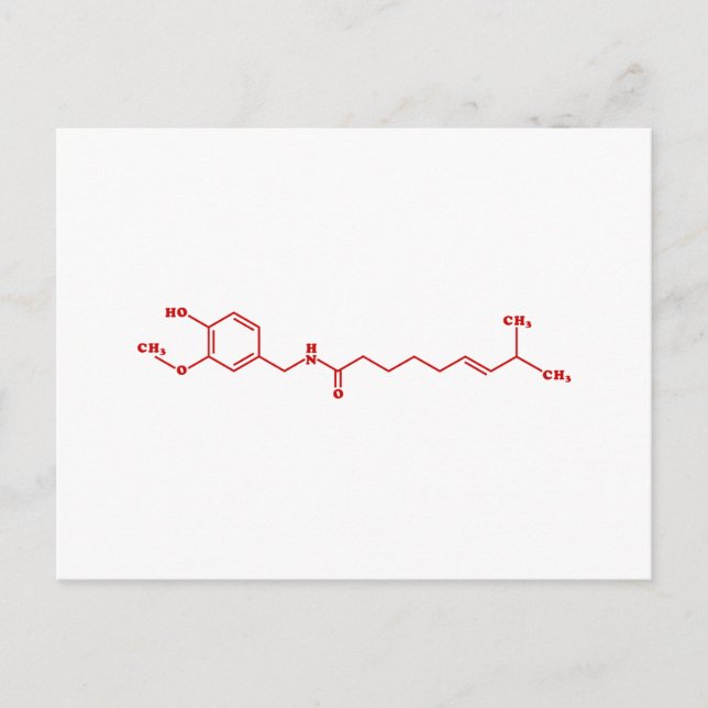 Chili Capsaicin Molecular Chemical Formula Vykort (Framsida)