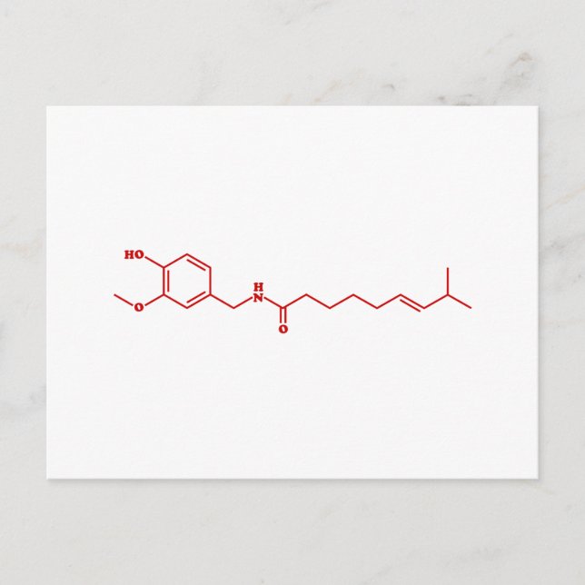 Chili Capsaicin Molecular Chemical Formula Vykort (Framsida)