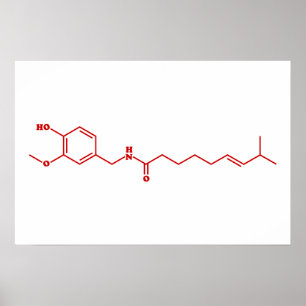 Chili Capsaicin Molekylär Kemisk Formel Poster