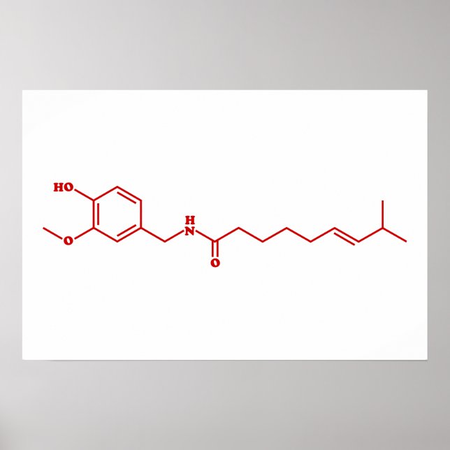 Chili Capsaicin Molekylär Kemisk Formel Poster (Framsidan)