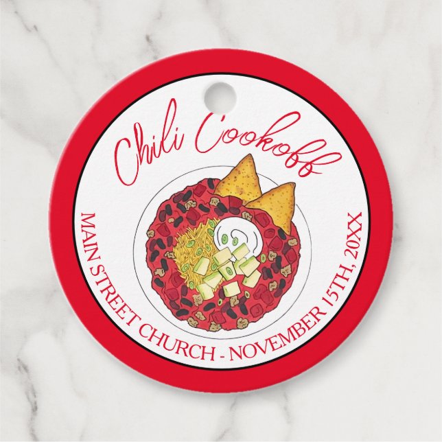 Chili Chili Soppa Cookoff tävlingsleverantör Gåvor Etiketter (Framsida)