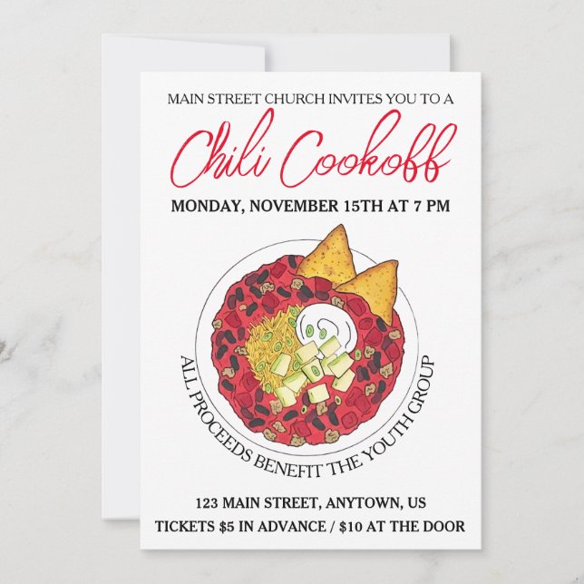 Chili Chili Soppa Cookoff tävlingsleverantör Inbjudningar (Framsida)