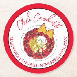 Chili Chili Soppa Cookoff tävlingsleverantör Underlägg Papper Rund