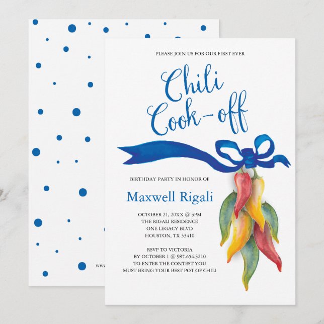 Chili Cook av Vuxen Birthday-inbjudan Inbjudningar (Fram/baksida)