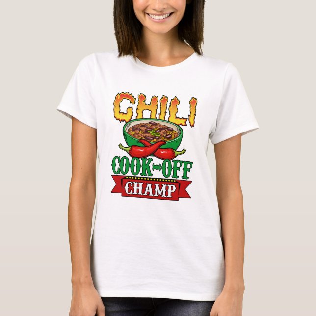 Chili Cook Off Champ Competition Winner T Shirt (Framsida)