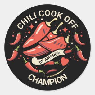 Chili Cook Off Champion Runt Klistermärke