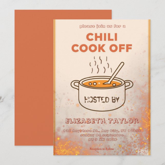 Chili Cook Off Fest Invitation Inbjudningar (Fram/baksida)