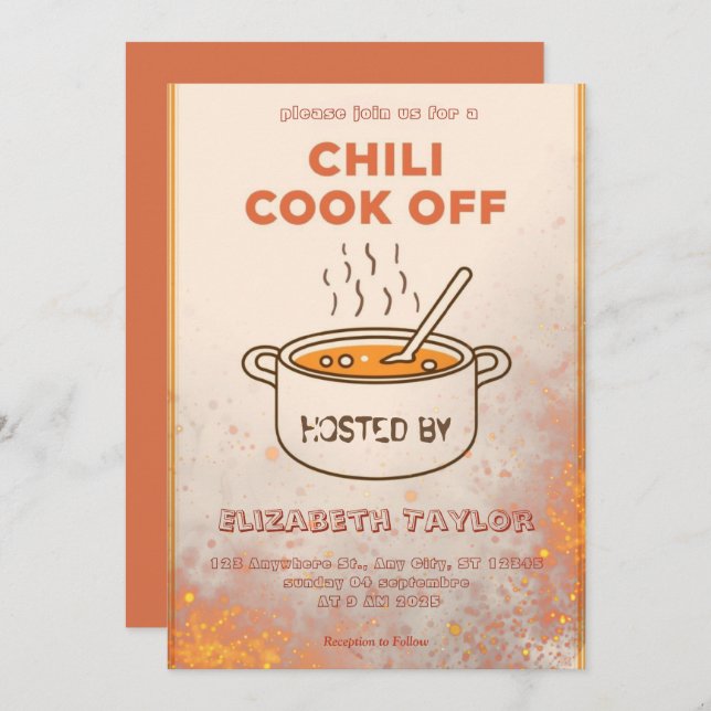 Chili Cook Off Party Invitation Inbjudningar (Fram/baksida)