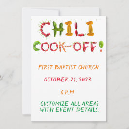 Chili Cook-Out - Chili Competition Spicy Red Peppe Inbjudningar