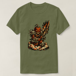 Chili Fire Demon Halloween — Mörk Warrior Retro  T Shirt