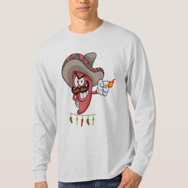 Chili grillfest Långärmad T Shirt (Framsida)