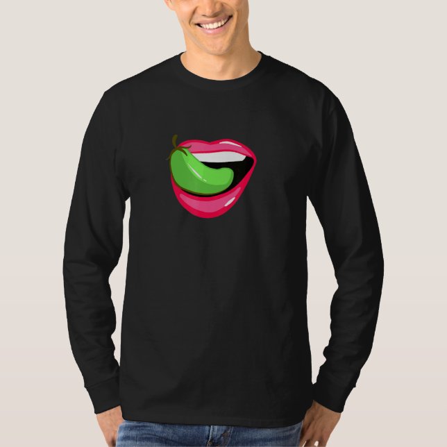 Chili Head Pepper i Mouth Hett Spicy Food T Shirt (Framsida)