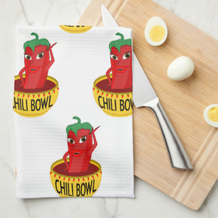 Chili kopp Tecknad Teckning Mönster Kökshandduk