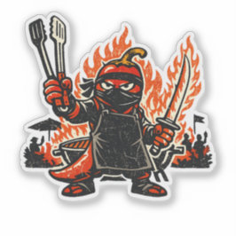 Chili Ninja BBQ Mästare — Vintage Sommar Eld  Klistermärken