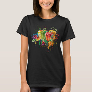 Chili och Bell Peppers Splatter Art T Shirt