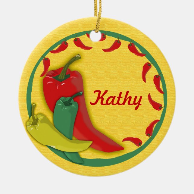 Chili Pepper Circle Ram Julgransprydnad Keramik (Framsidan)