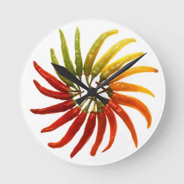 Chili Pepper Clock Rund Klocka (Framsida)