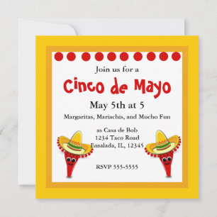 Chili Pepper i Sombrero Cinco de Mayo Inbjudningar