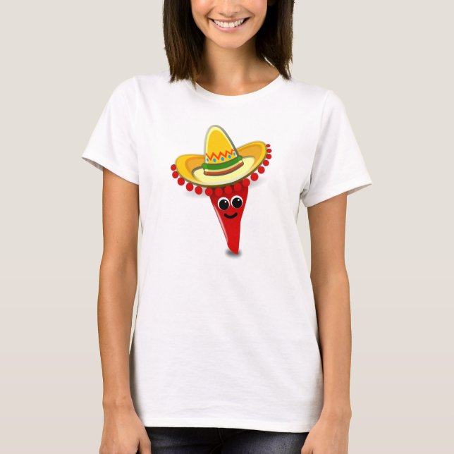 Chili Pepper i Sombrero T Shirt (Framsida)