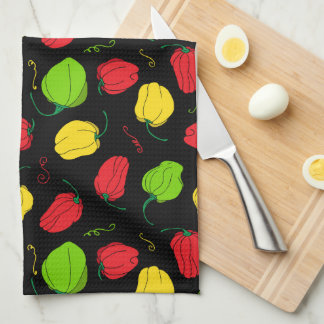 Chili Pepper Jamaican Food Patterned Kökshandduk