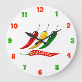 Chili Pepper Kitchen Clock Stor Klocka