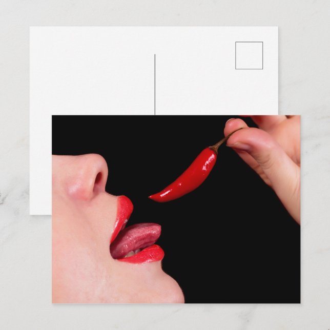 Chili pepper läppar vykort (Fram/baksida)
